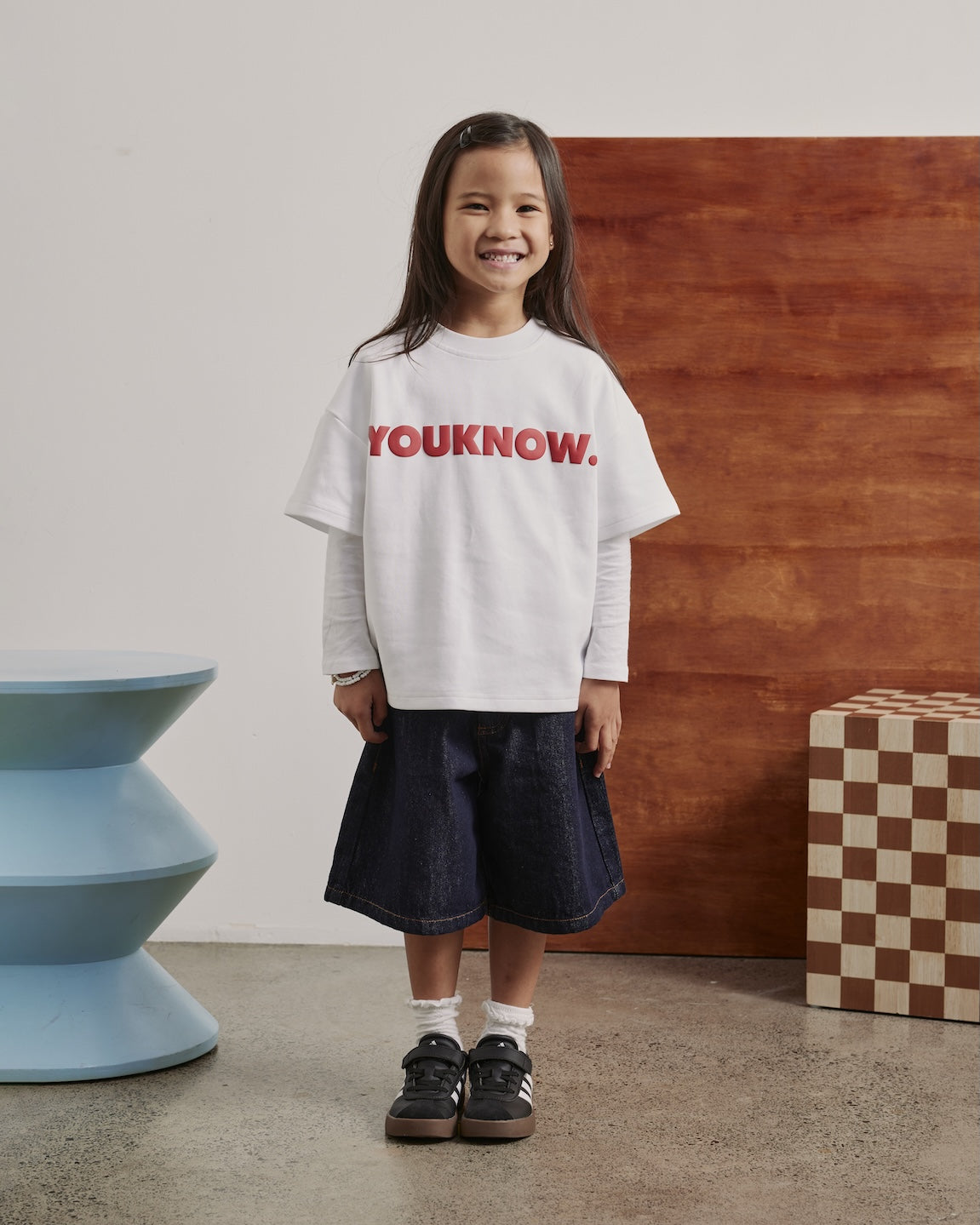 Kids Block Tee | White/Red