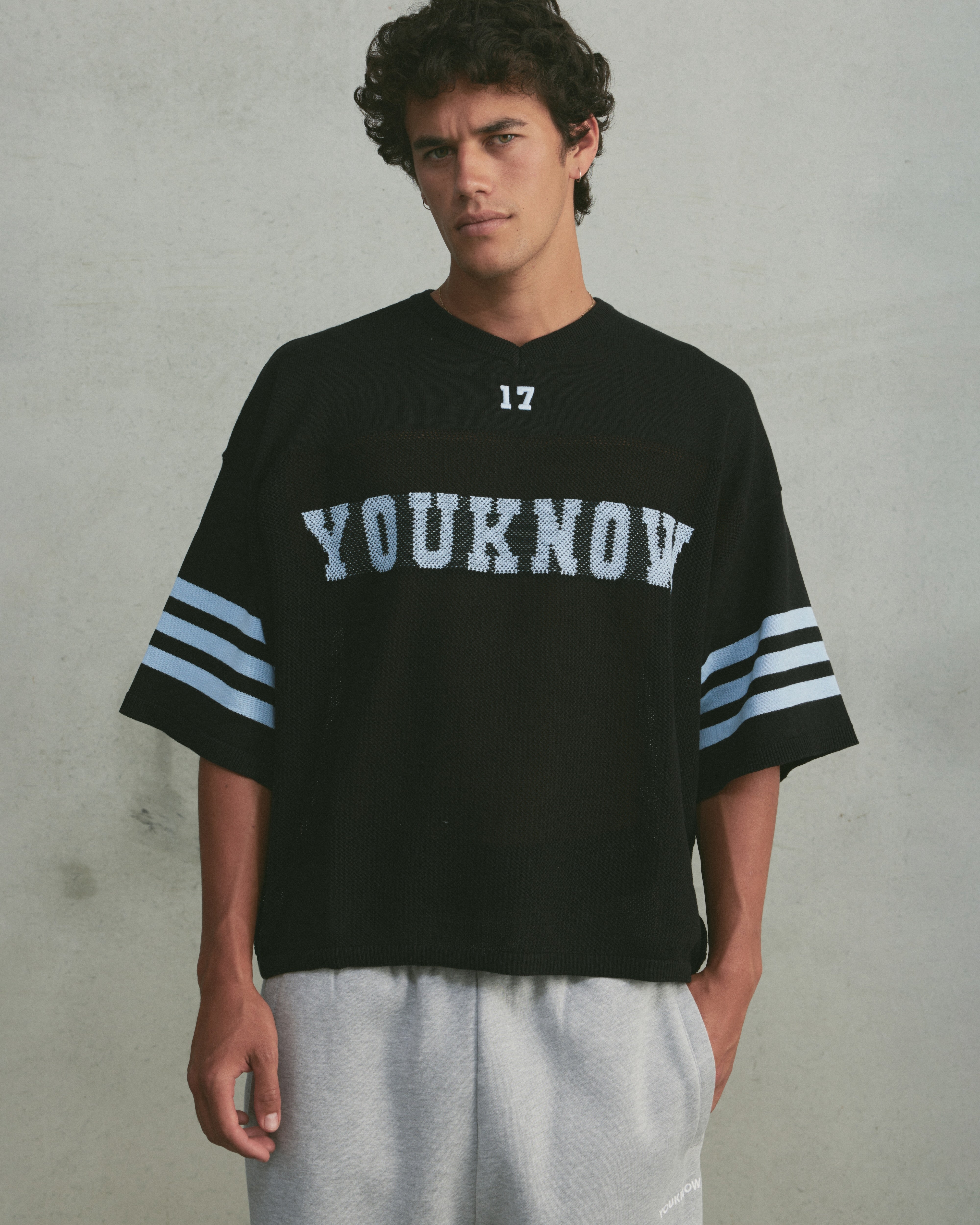 American Football Knit Jersey | Black/Blue