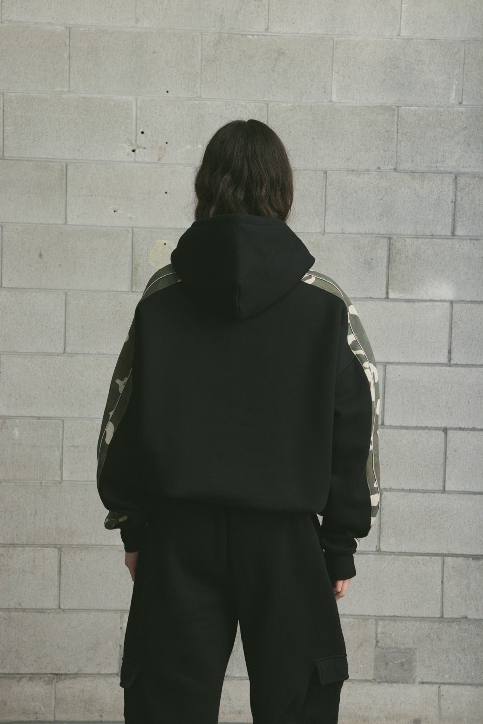 Colour Block Hoodie | Washed Black