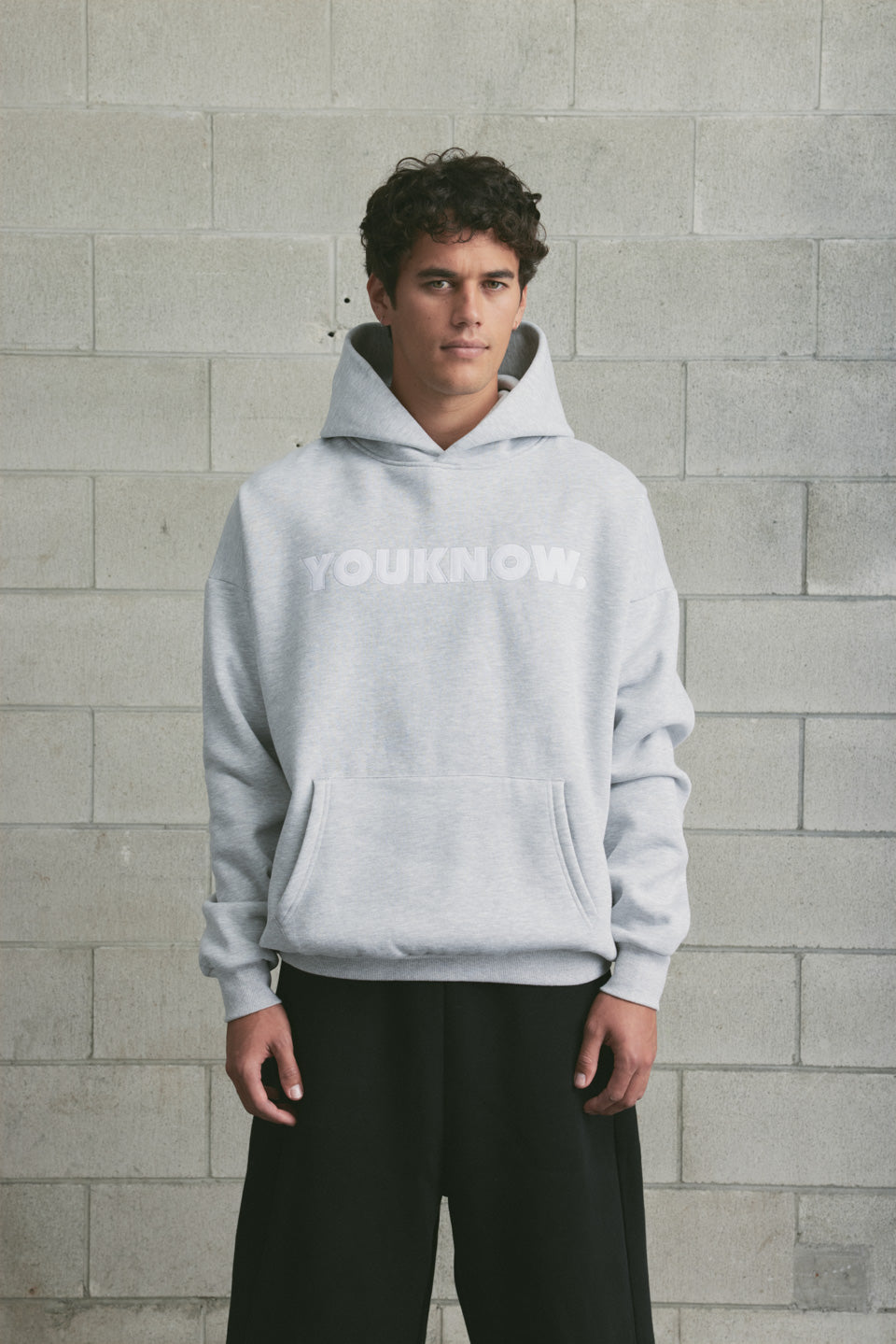 Applique Block Hoodie | GREY MARLE