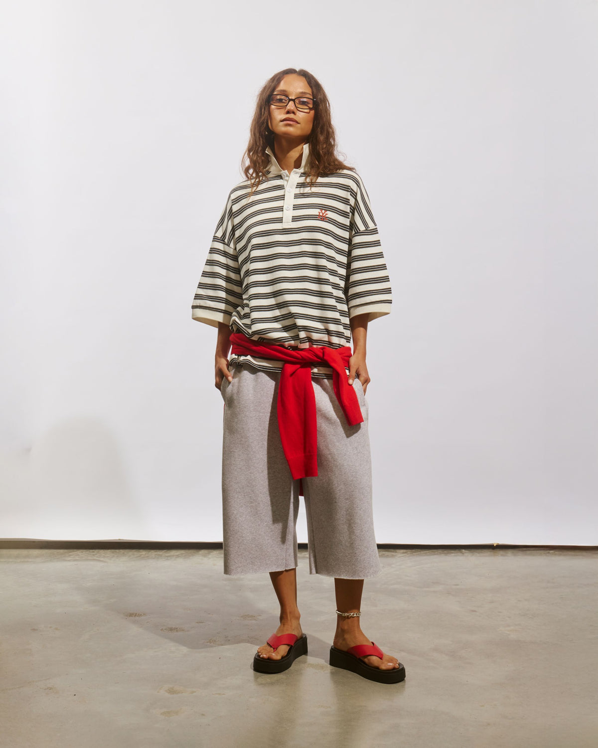 Boxy Polo | Cream Stripe-5