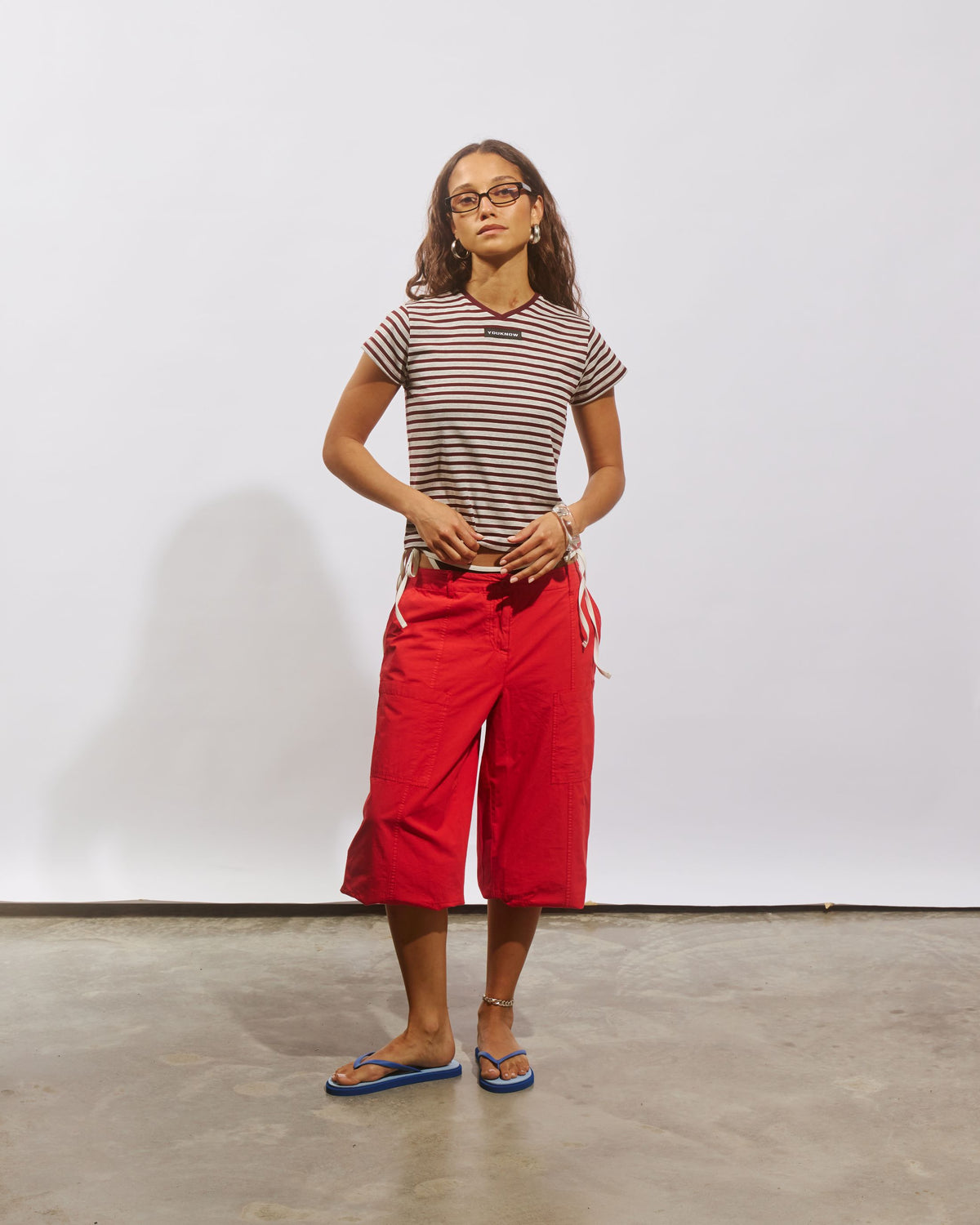 Relaxed Baby Tee | Maroon Stripe-4