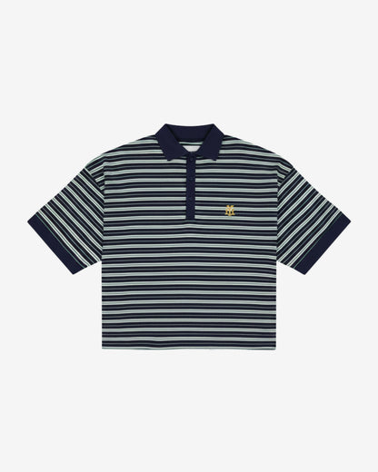 Boxy Polo | Navy Stripe