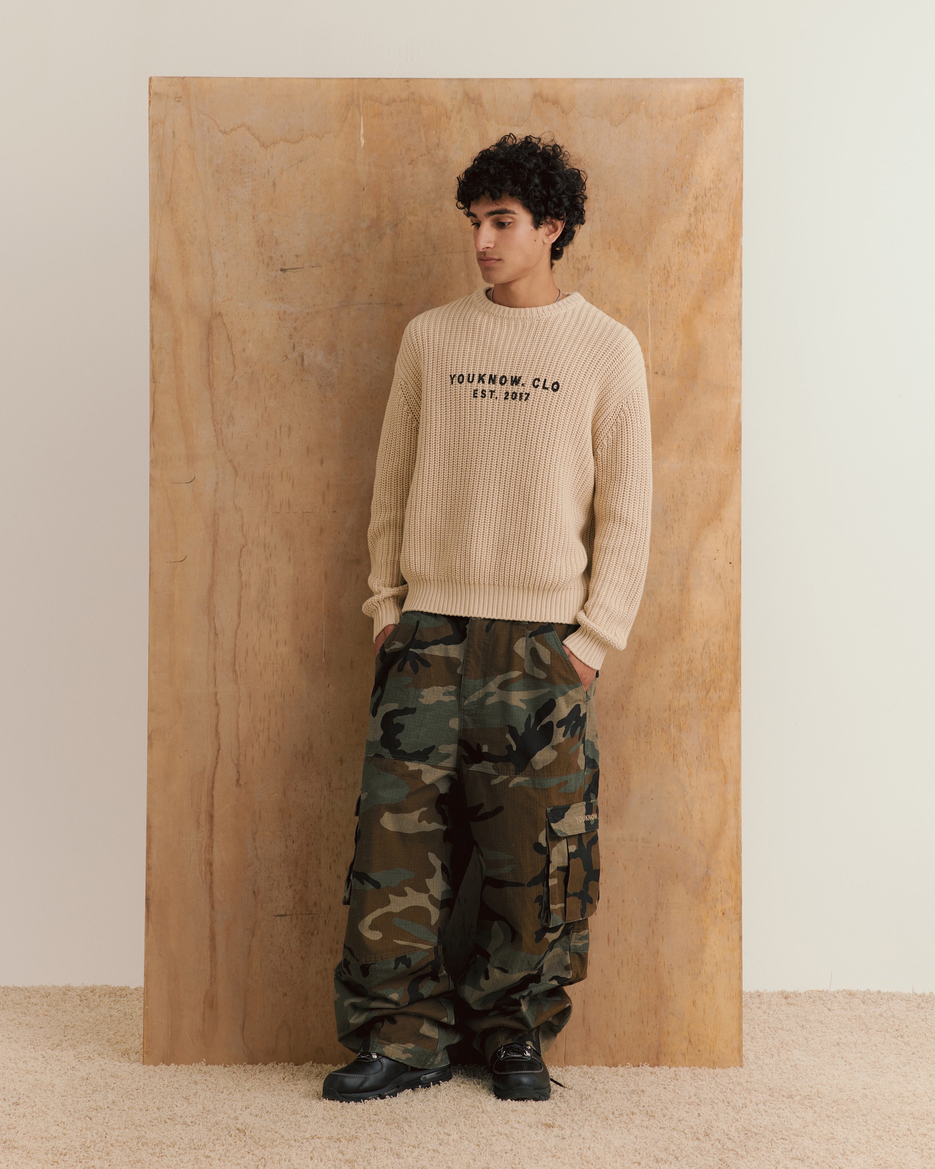 Knit Chunky Crew Sweater | Wheat