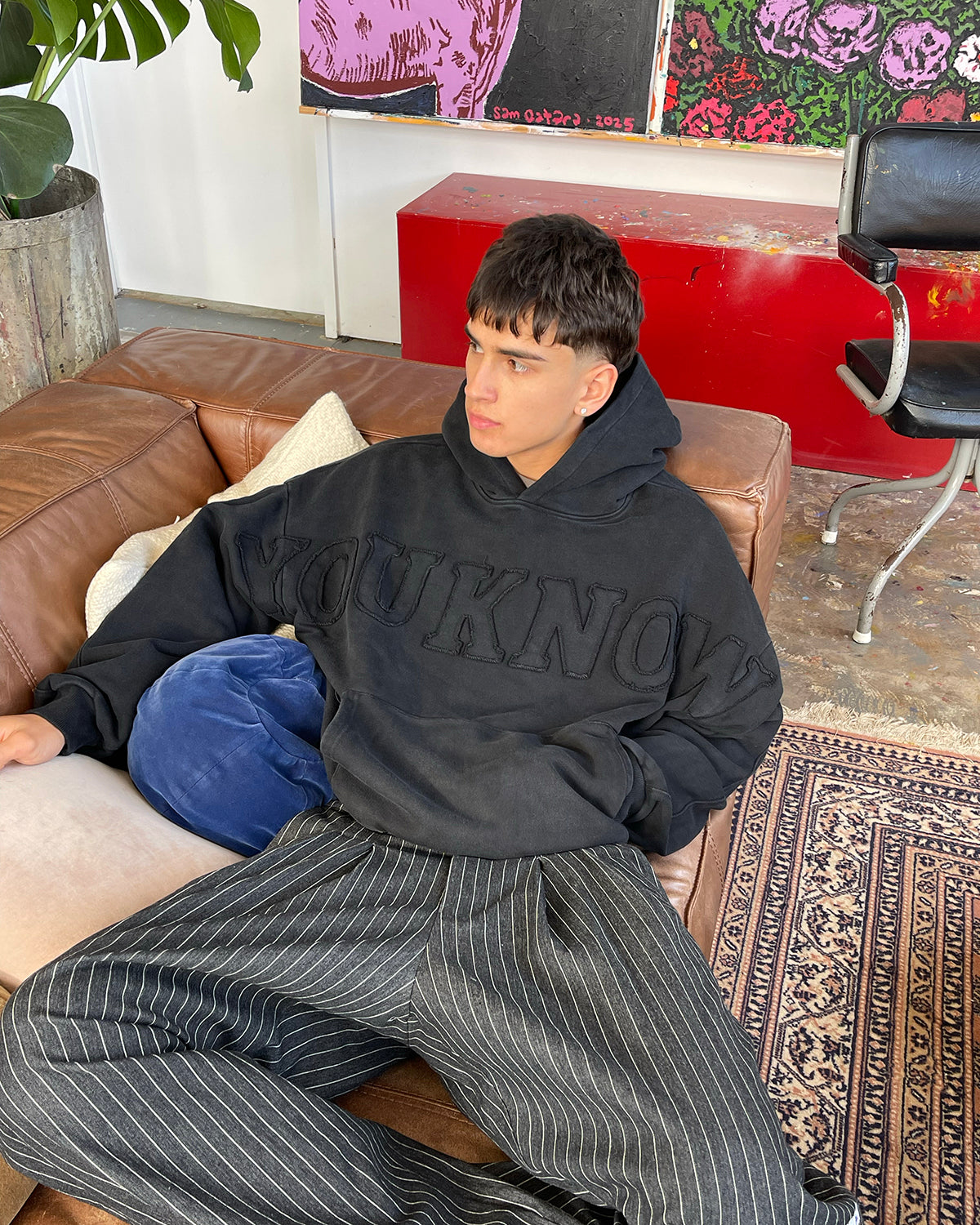 Distressed Applique Hoodie 2.0 | Washed Black-3