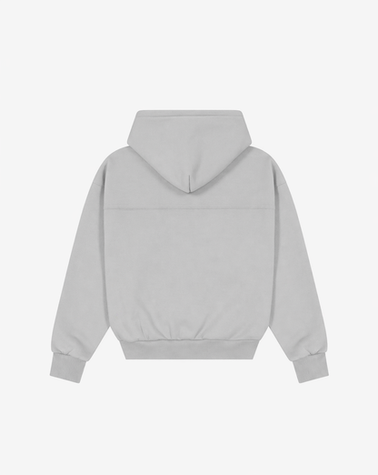 Panelled Zip Up Hoodie | Light Grey