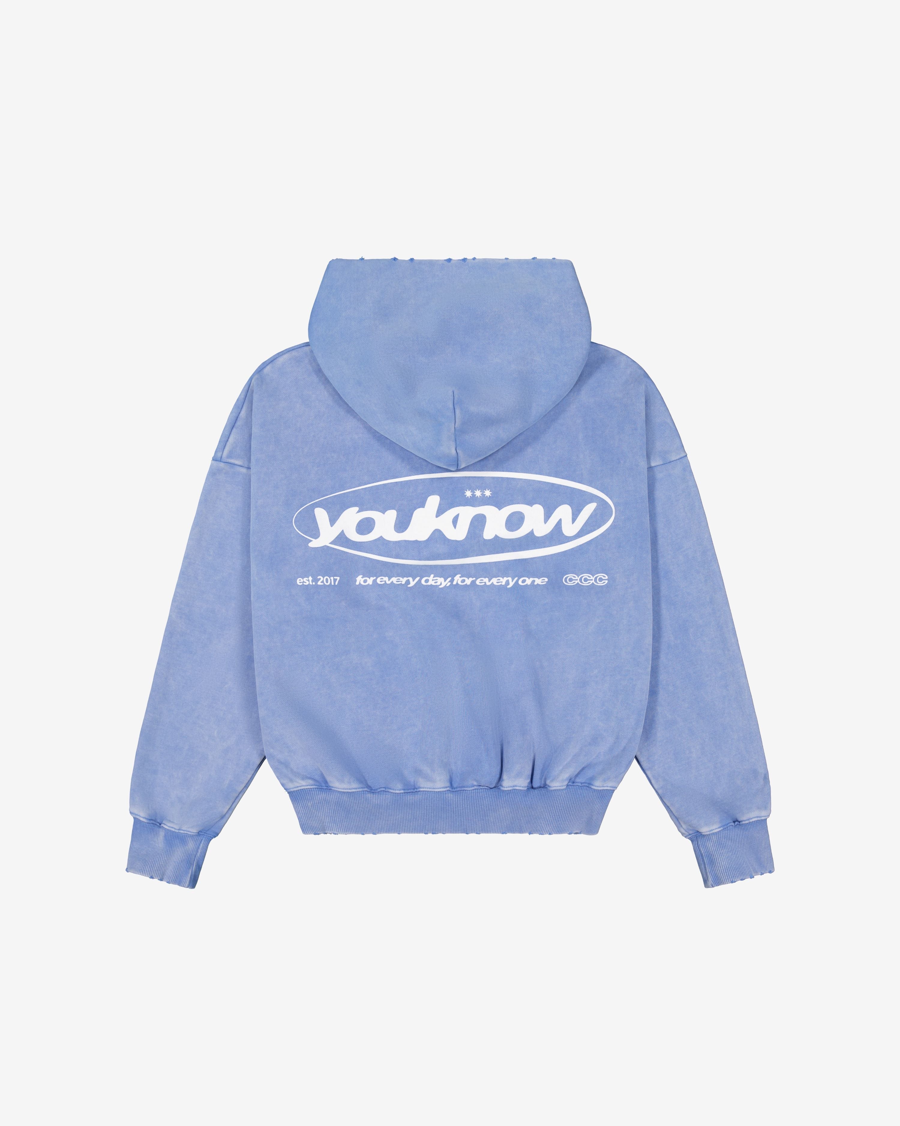 Distressed Logo Hoodie | Washed Blue
