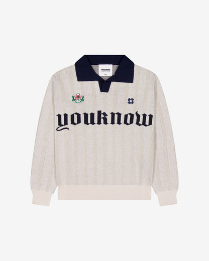 Knit Football Jersey | Beige Stripe