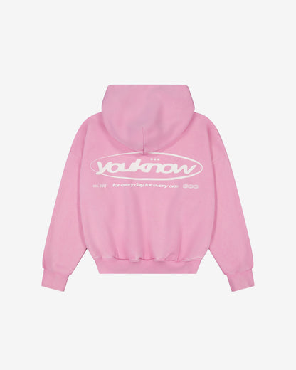 Distressed Logo Hoodie | Washed Pink