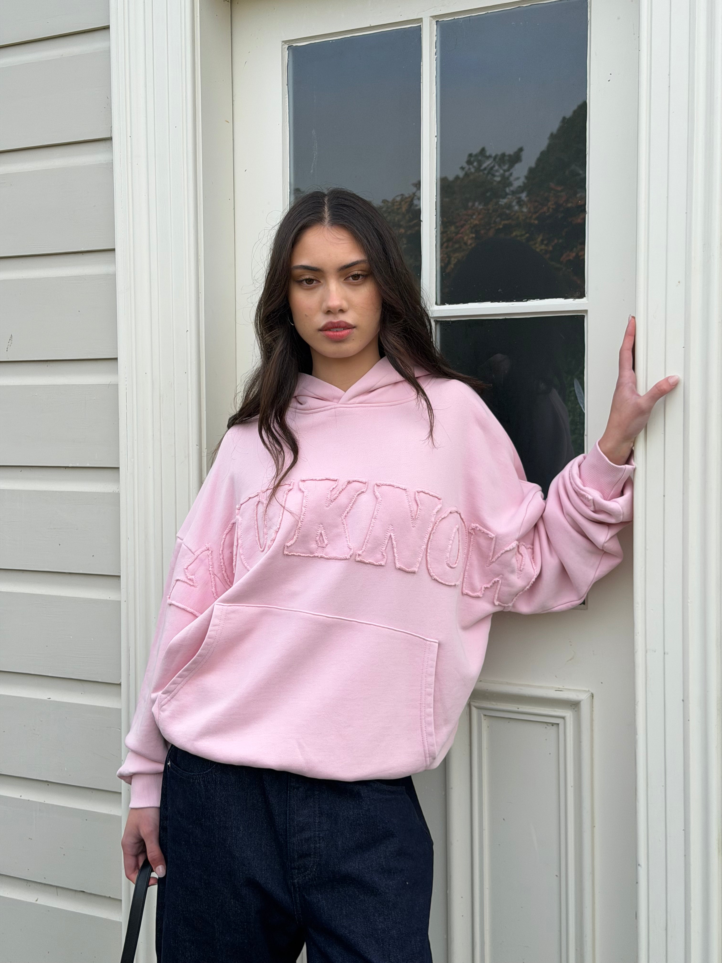 Distressed Applique Hoodie 2.0 | Washed Rose-2