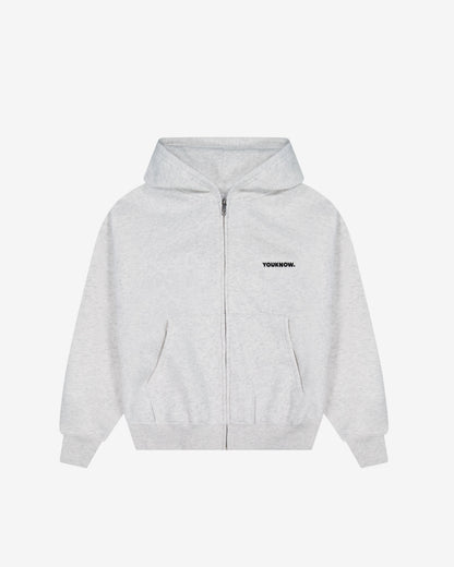 Core Zip Up Hoodie | White Marle