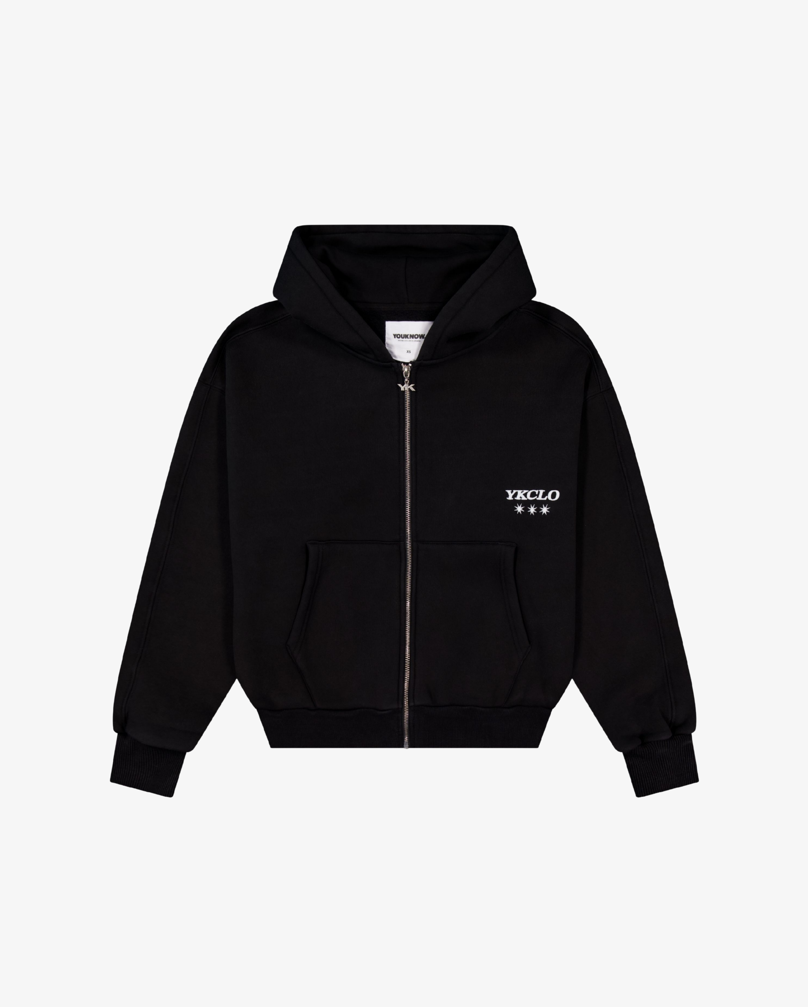 Panelled Zip Up Hoodie | Black