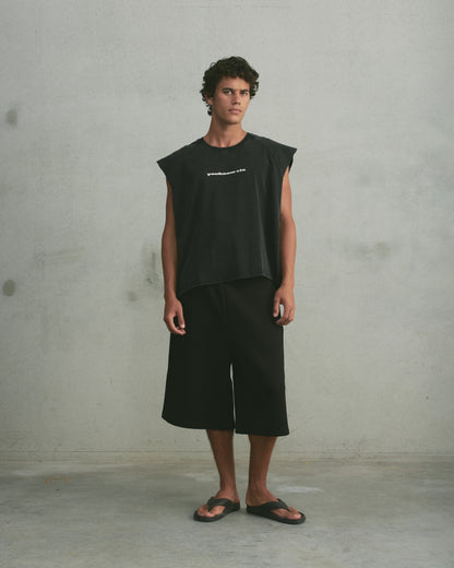 Oversized Raglan Tank | Washed Black