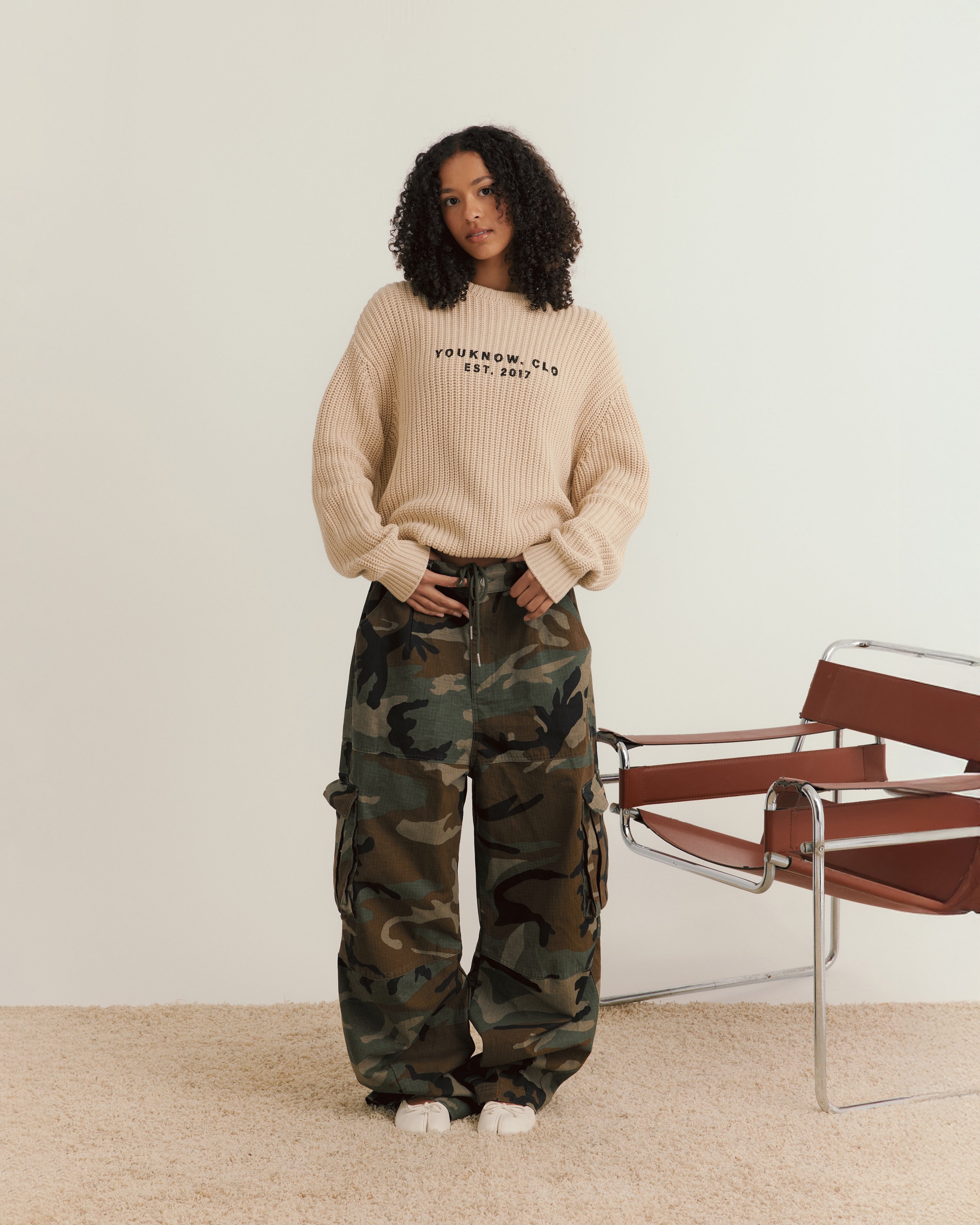 Knit Chunky Crew Sweater | Wheat