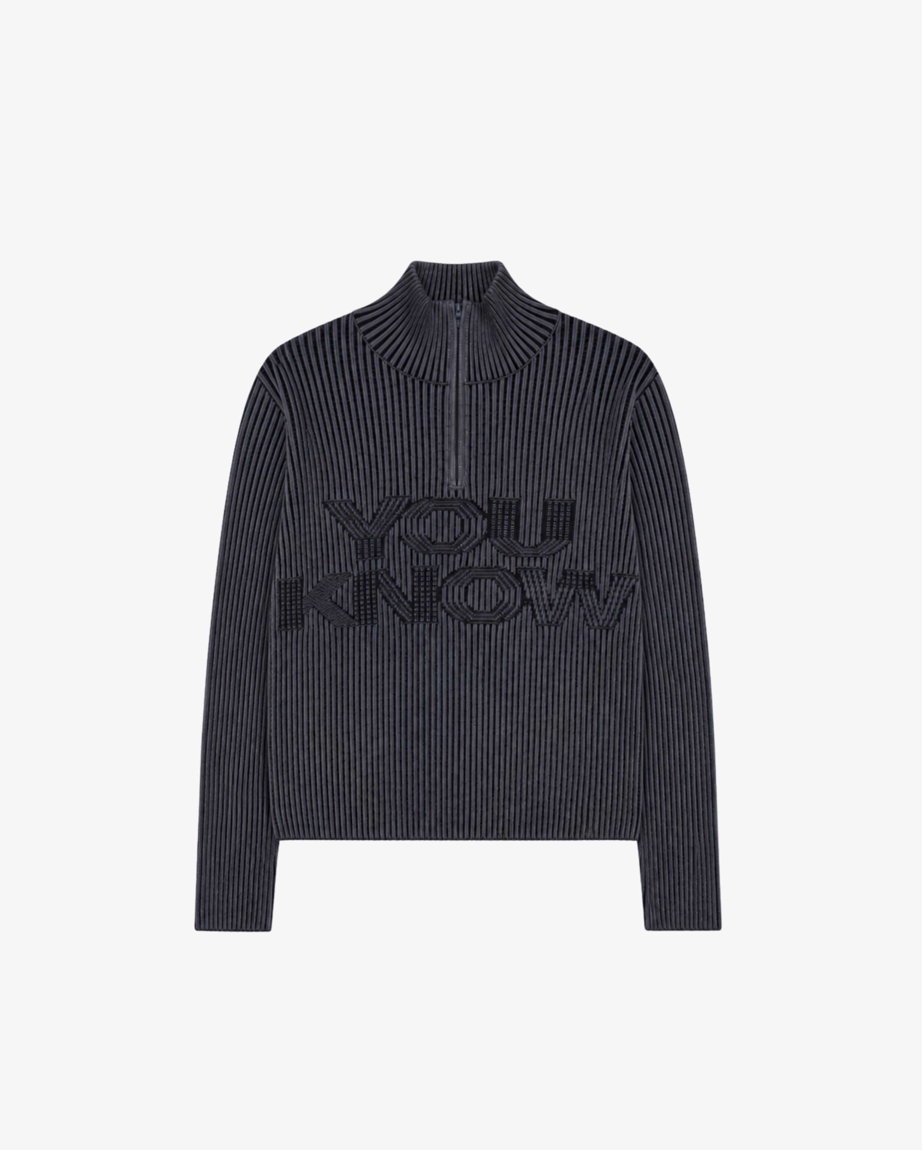 Rib Knit Quarter Zip | Dark Navy