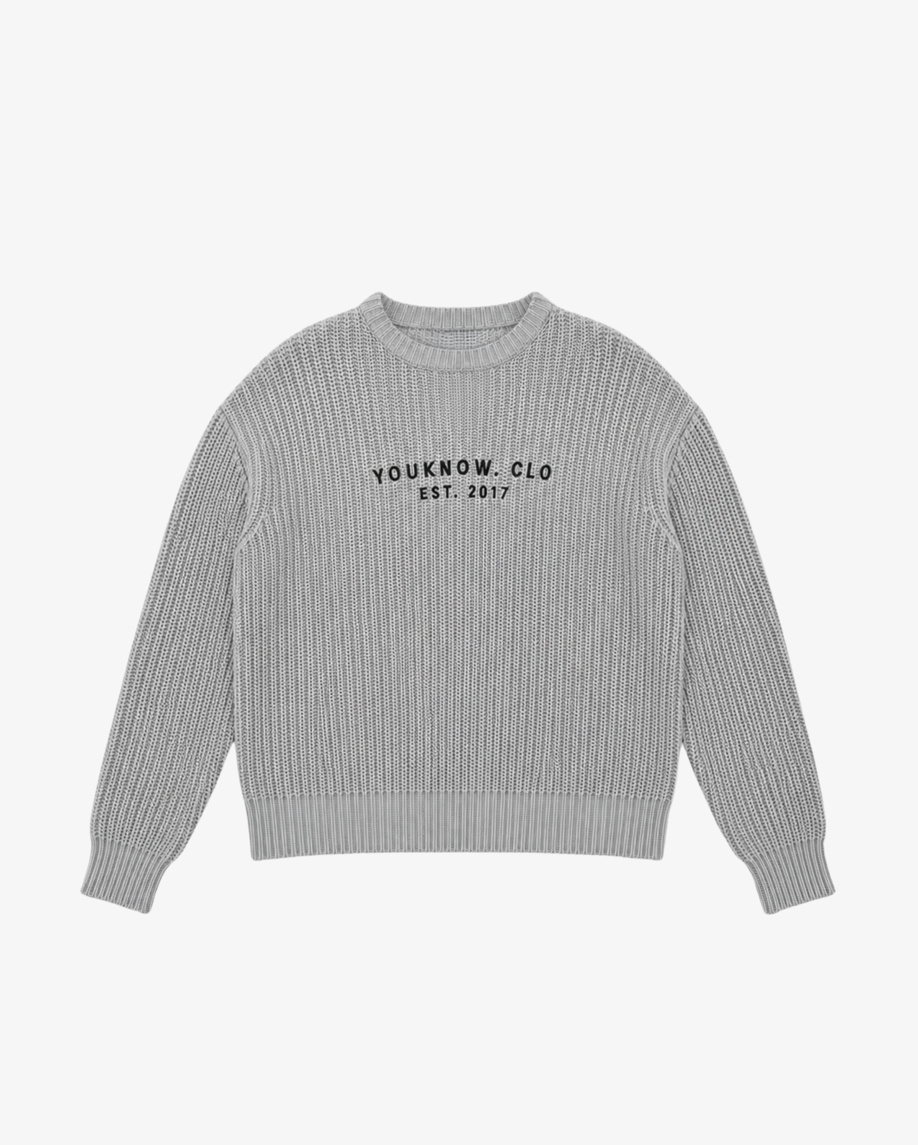 Knit Chunky Crew Sweater | Grey