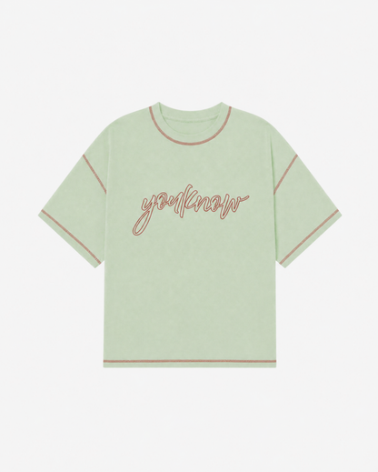 Contrast Stitch Tee | Washed Green