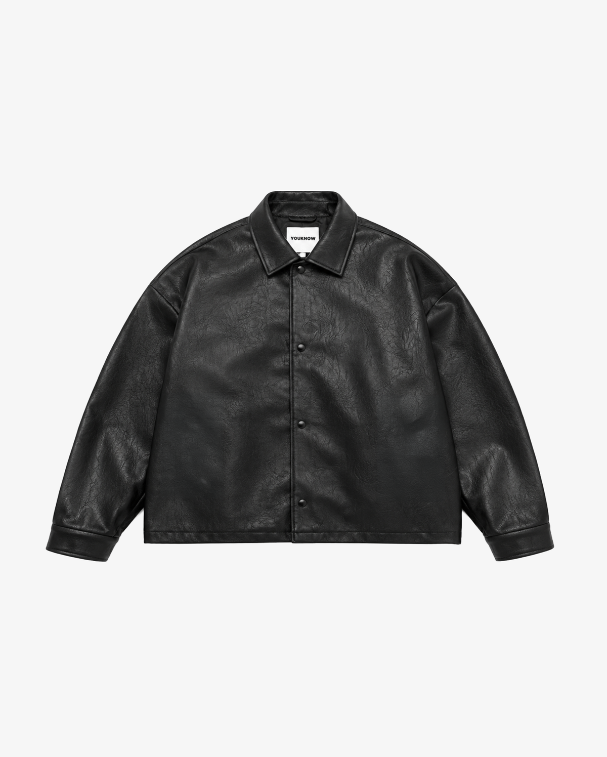 Faux Leather Box Jacket | Black-1