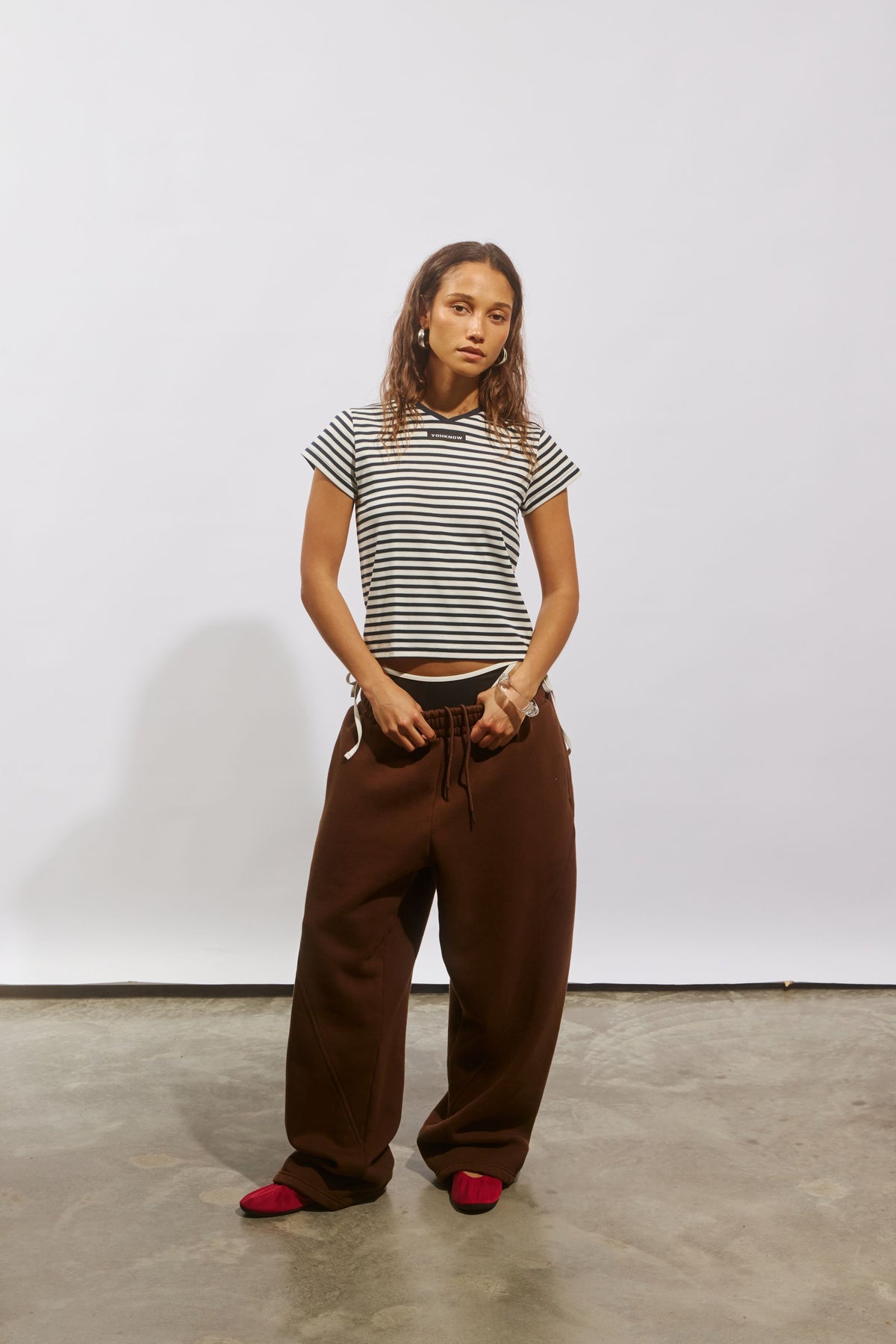 Panelled Trackpants | Washed Brown-5