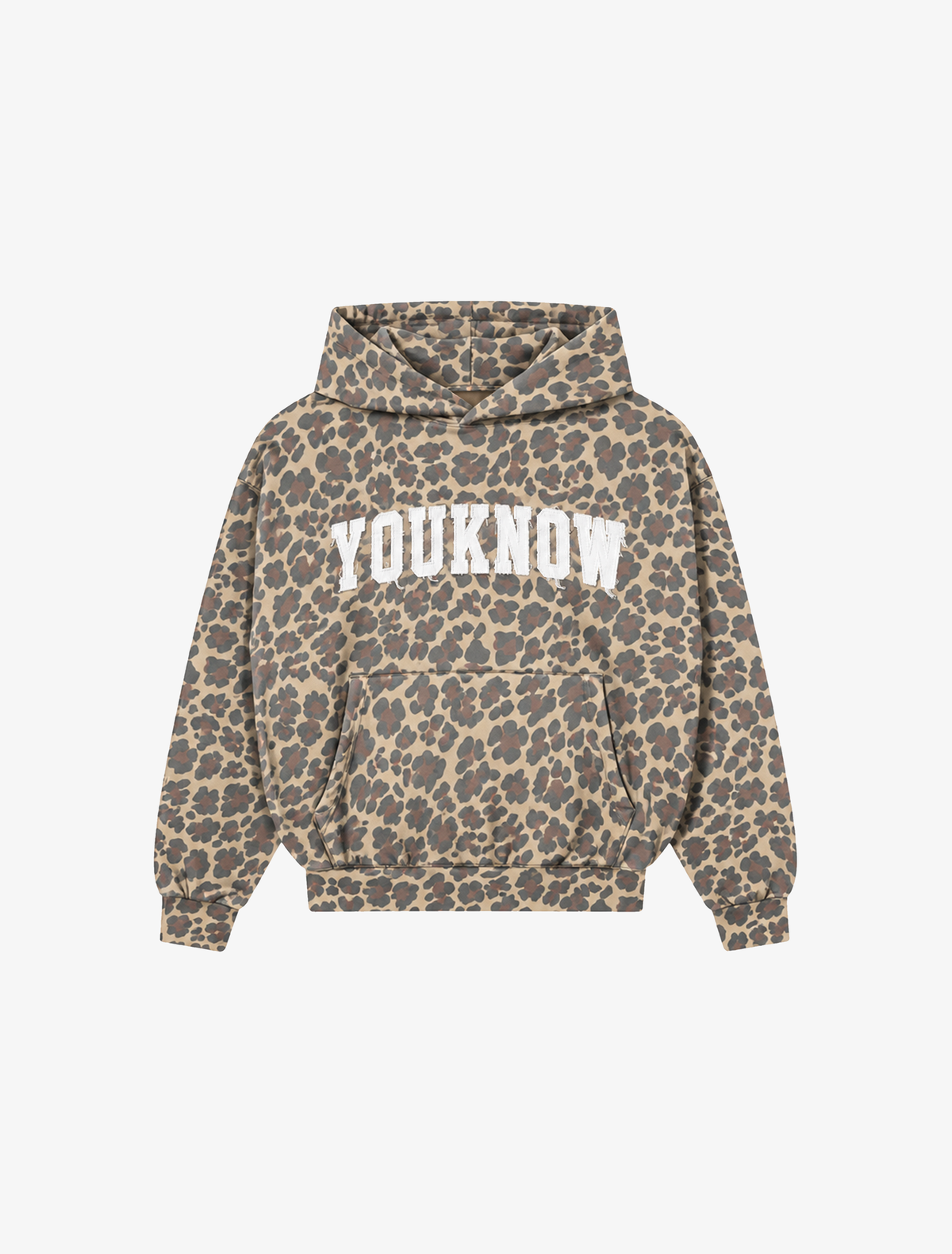 Cotton Applique Hoodie | Washed Leopard-5