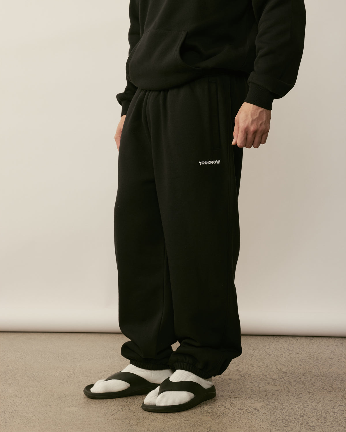 Core Essentials Cuffed Sweatpants | Black-4