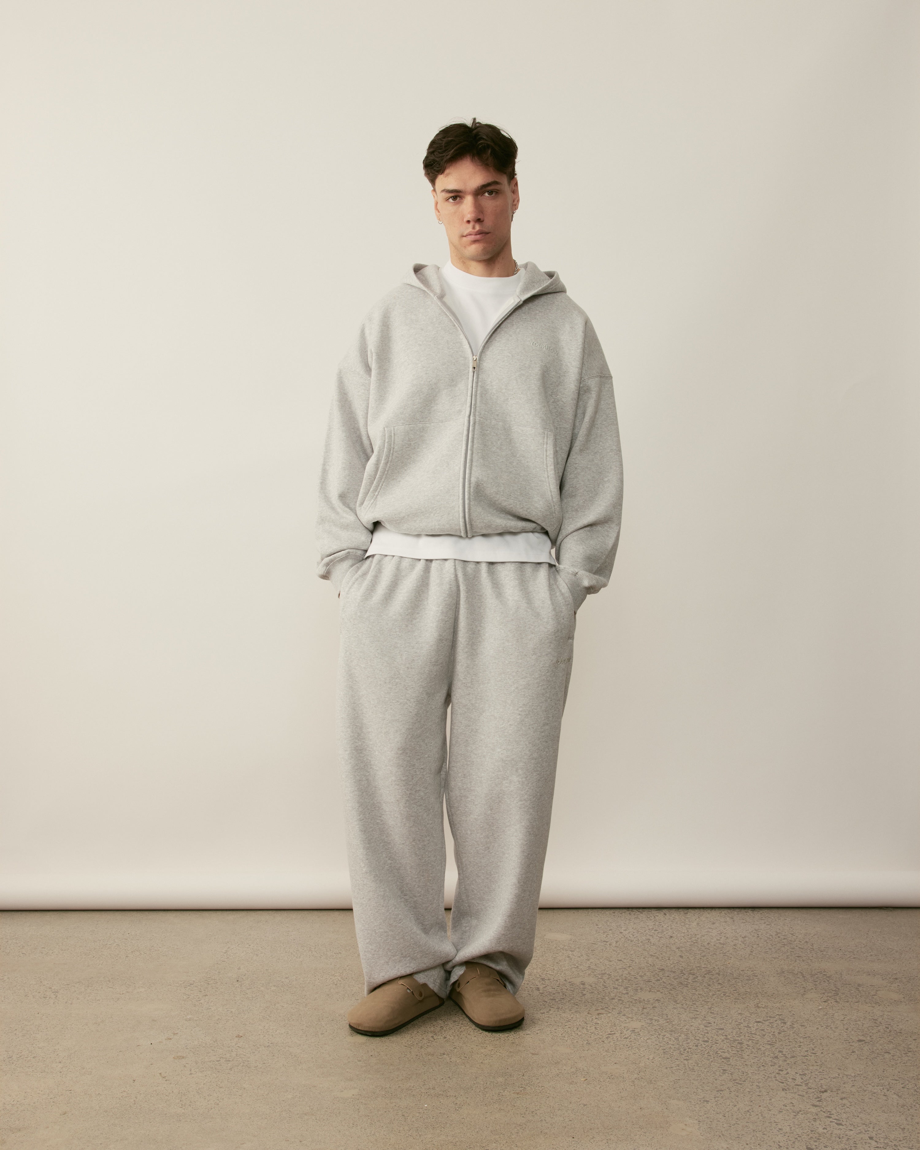 Core Essentials Wide Leg Pants | Heather Grey-2