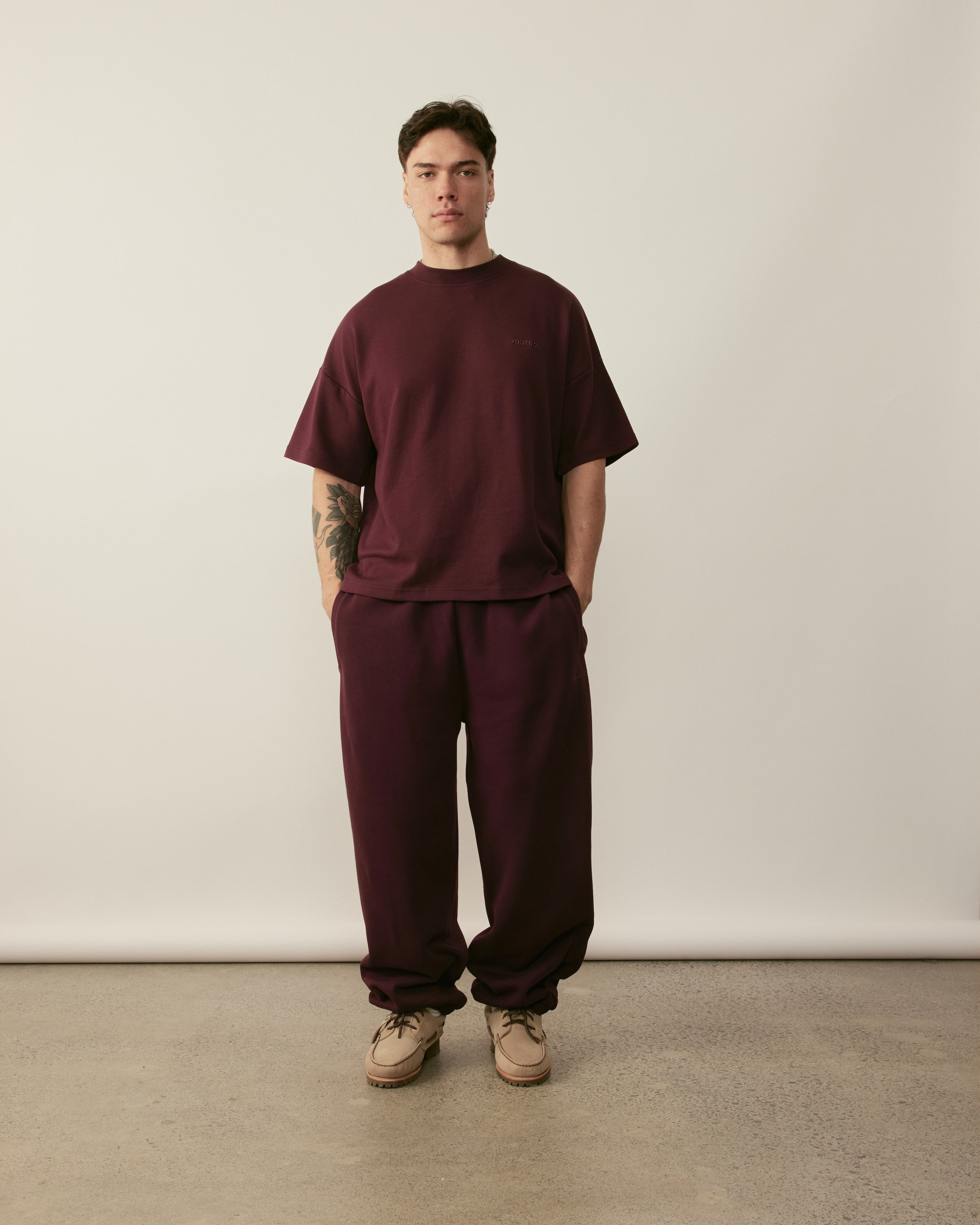 Core Essentials Cuffed Sweatpants | Burgundy-2