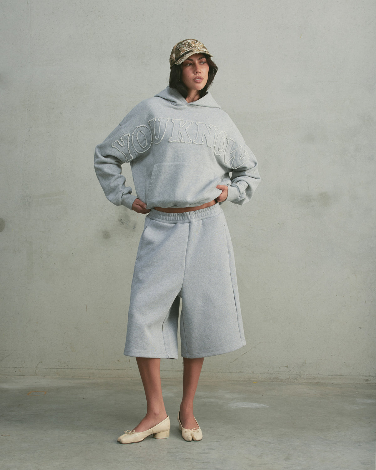 Distressed Applique Hoodie 2.0 | GREY MARLE-3