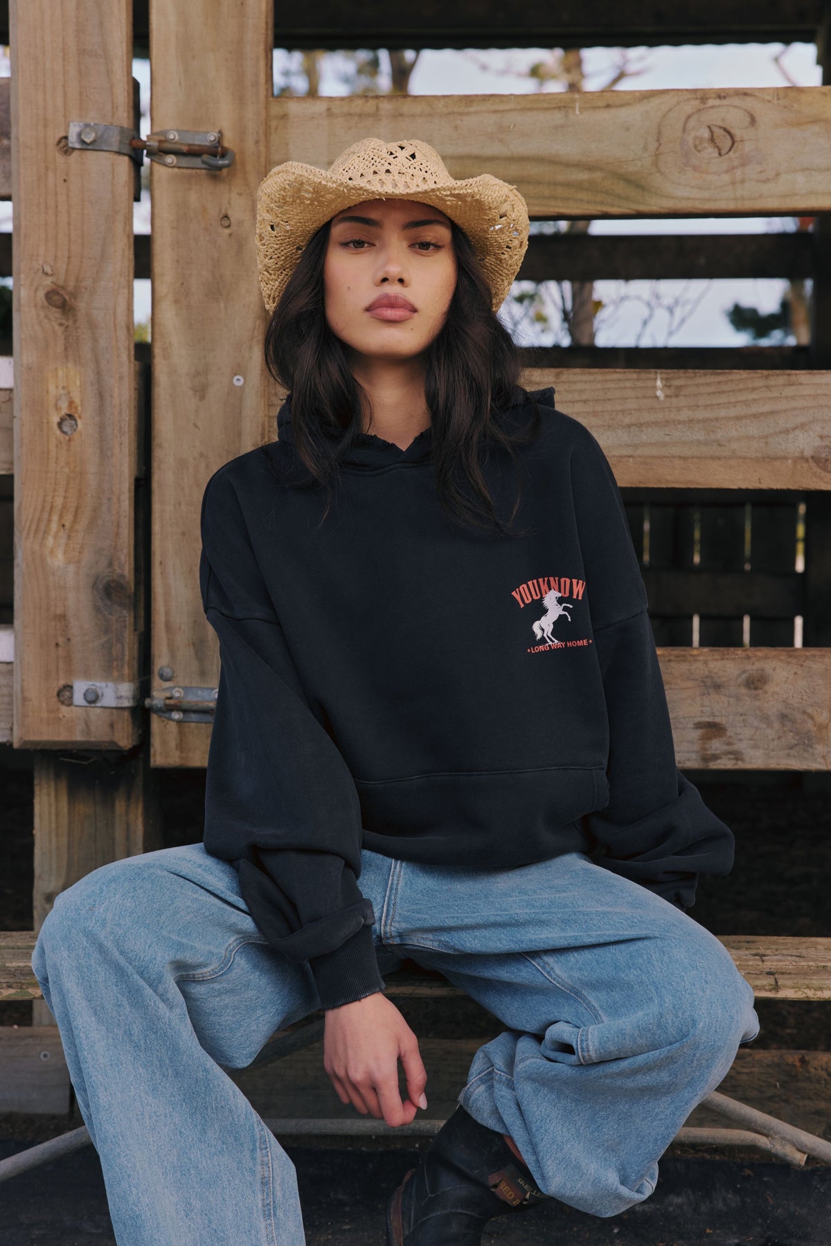 Stallion Box Vintage Hoodie | Black-4