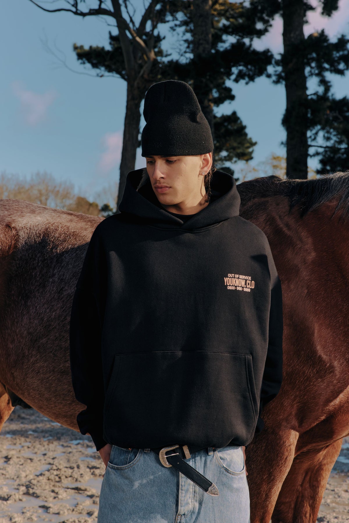 Out Of Service Box Hoodie | Black-2