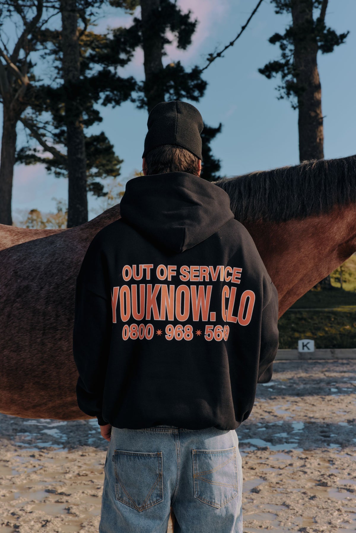 Out Of Service Box Hoodie | Black-4