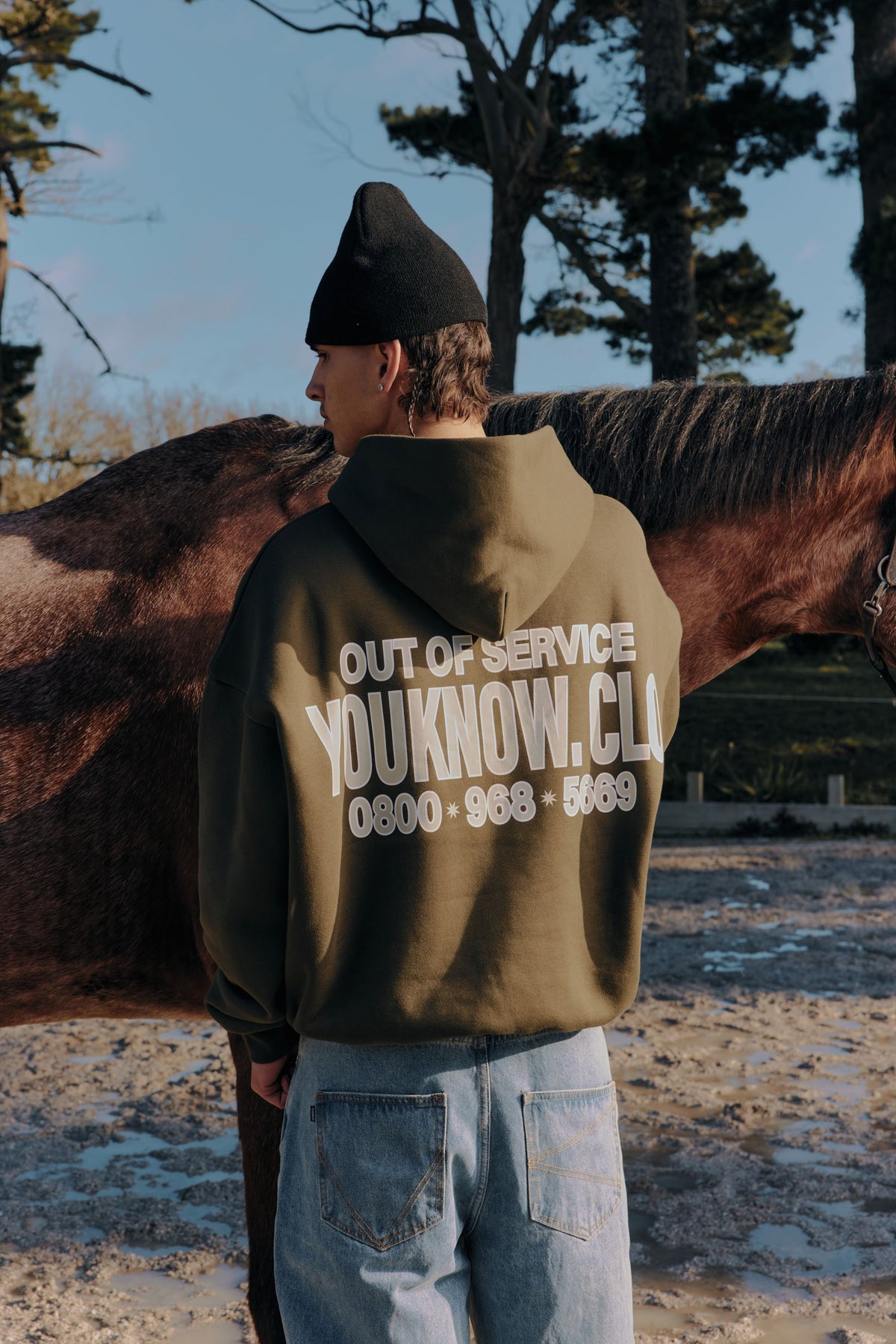 Out Of Service Box Hoodie | Olive-4