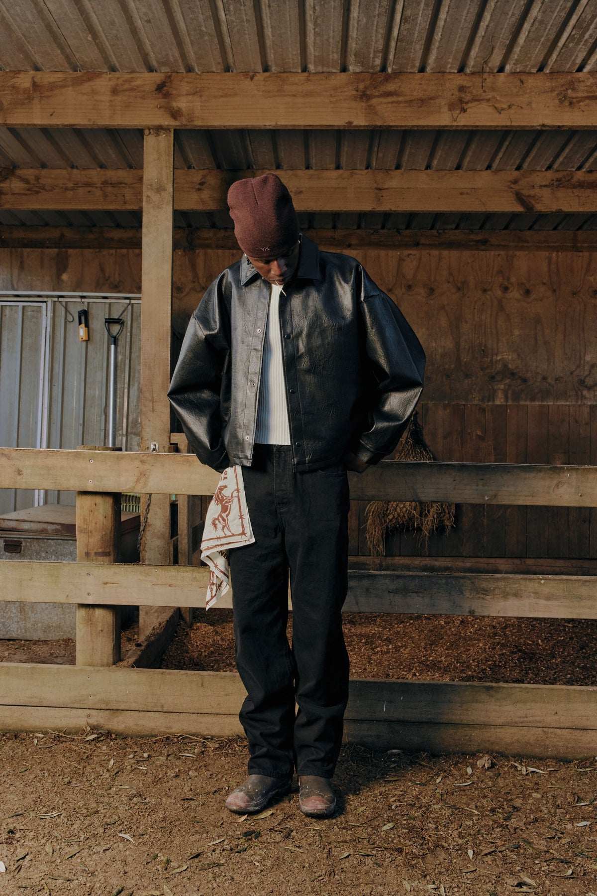 Faux Leather Box Jacket | Black-5