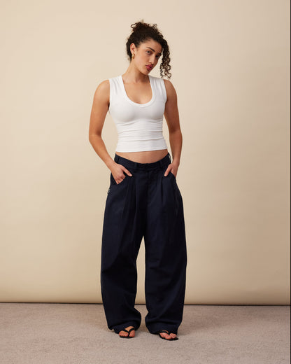 Barrel Leg Pants | Dark Navy