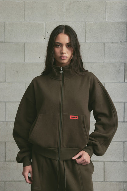 Brushed Fleece Track Jacket | Dark Olive