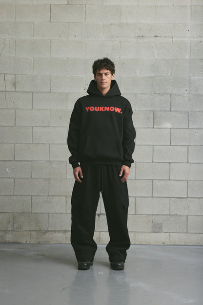 Applique Block Hoodie | Black/Red