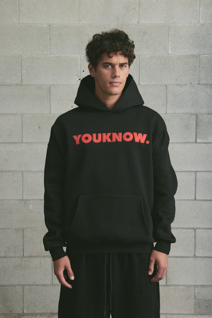 Applique Block Hoodie | Black/Red