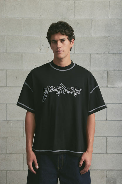 Contrast Stitch Tee | Black