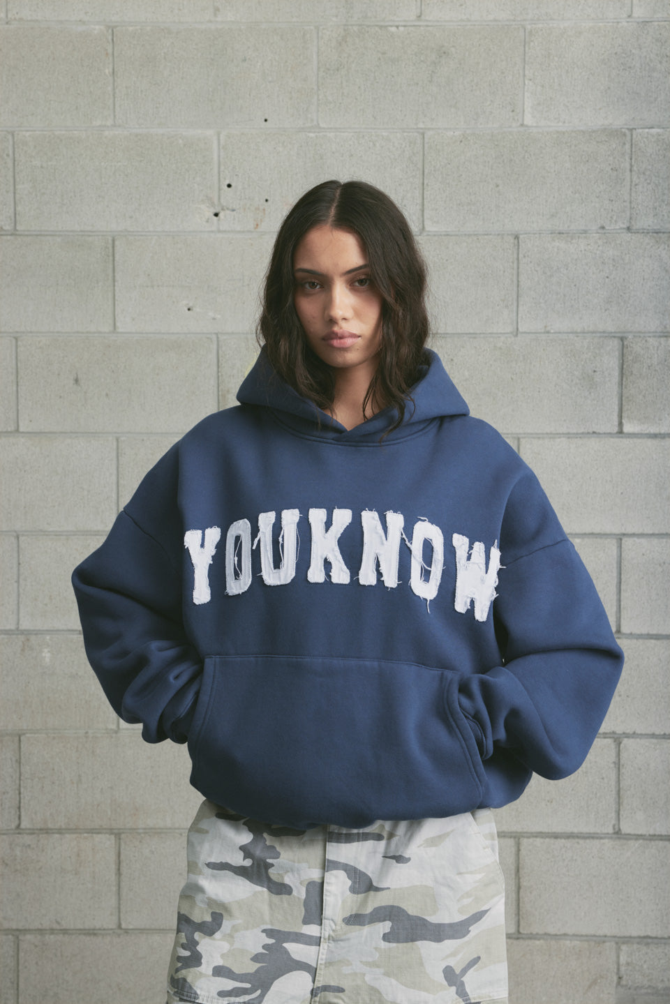 Cotton Applique Hoodie | Ocean