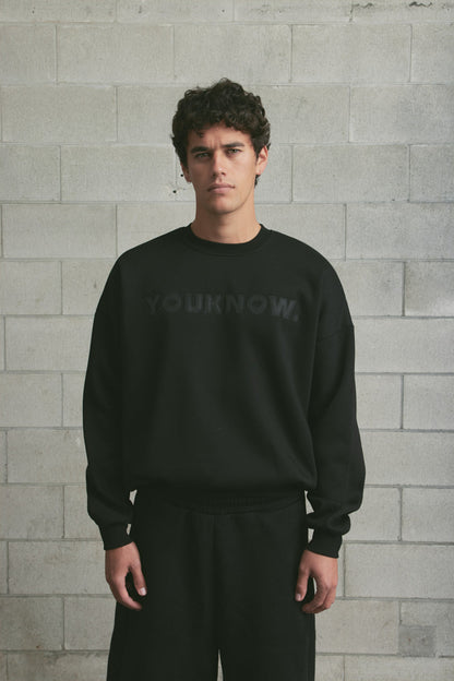 Applique Block Crew | Black/Black