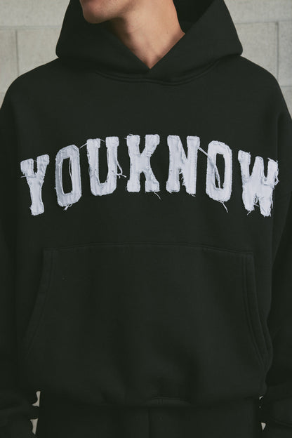 Cotton Applique Hoodie | Black