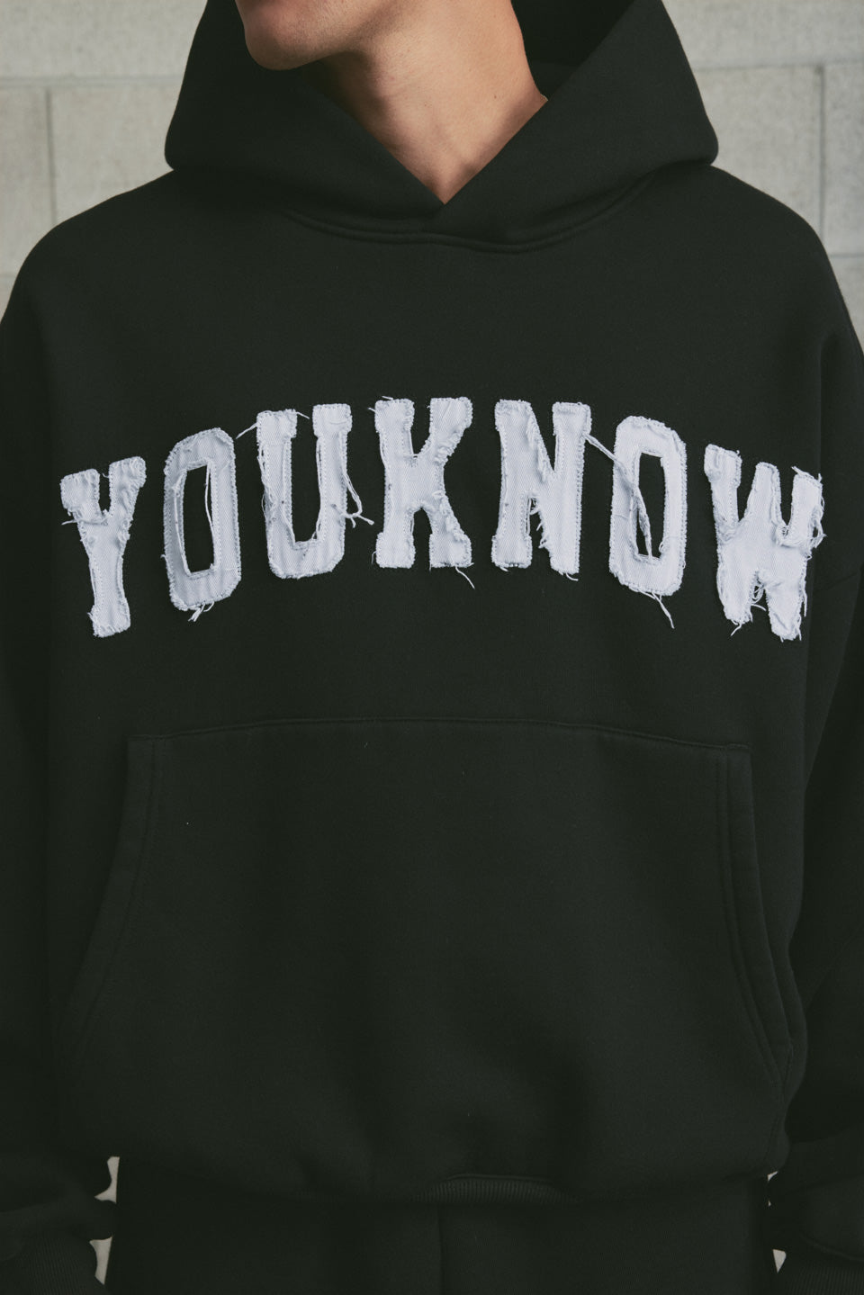 Cotton Applique Hoodie | Black