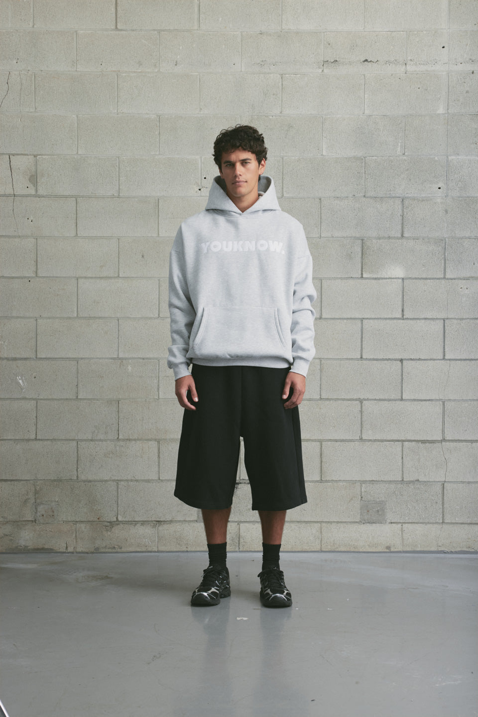 Applique Block Hoodie | GREY MARLE