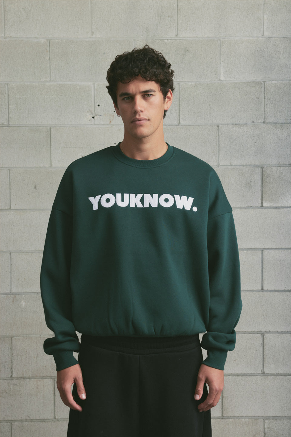 Applique Block Crew | Forest Green