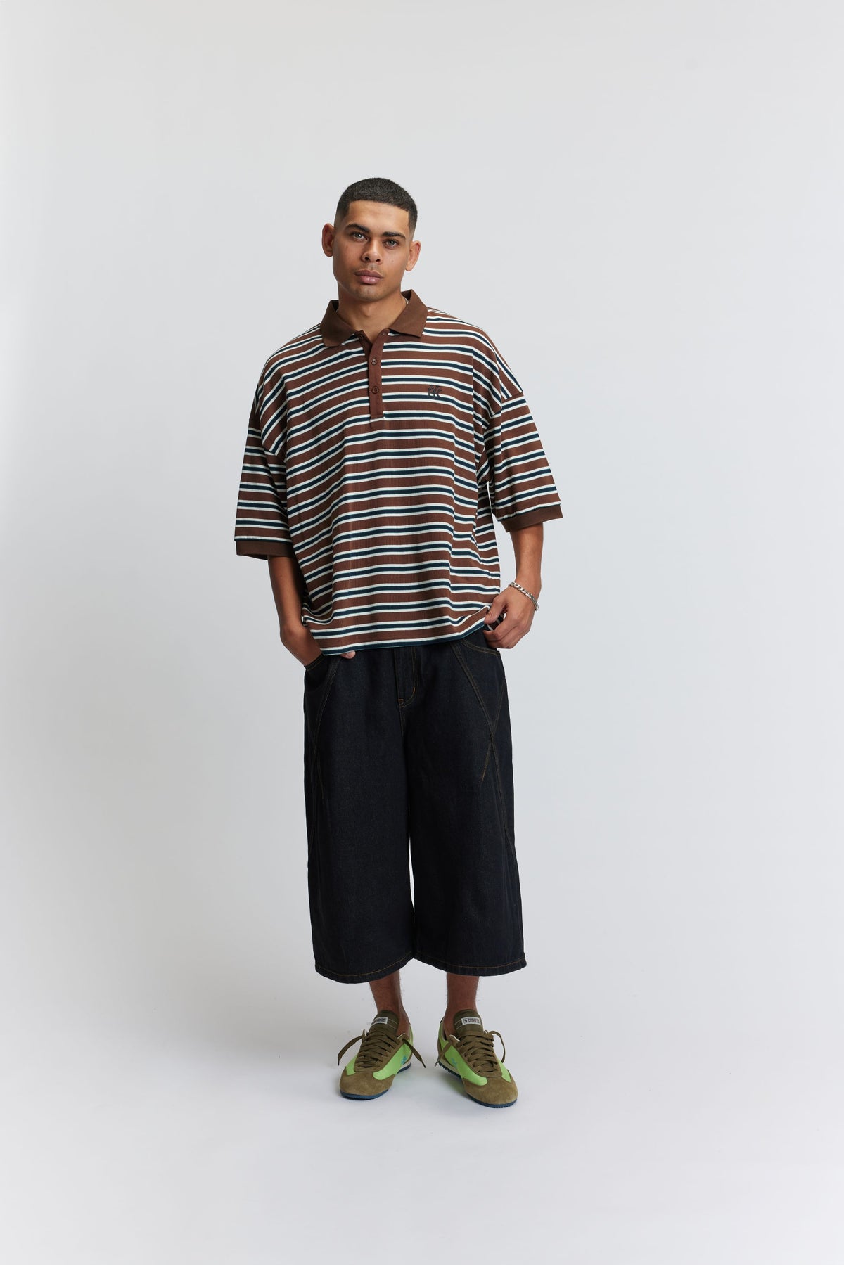 Boxy Polo | Chocolate Stripe