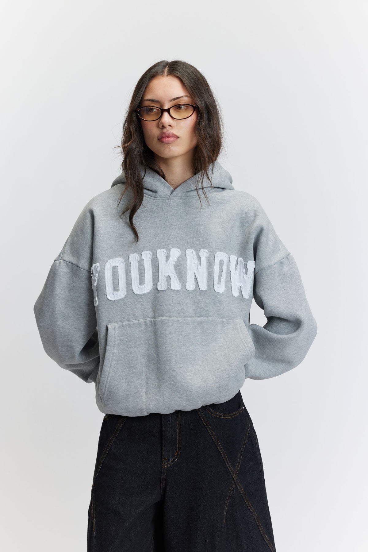 Cotton Applique Hoodie | Grey Marle-4