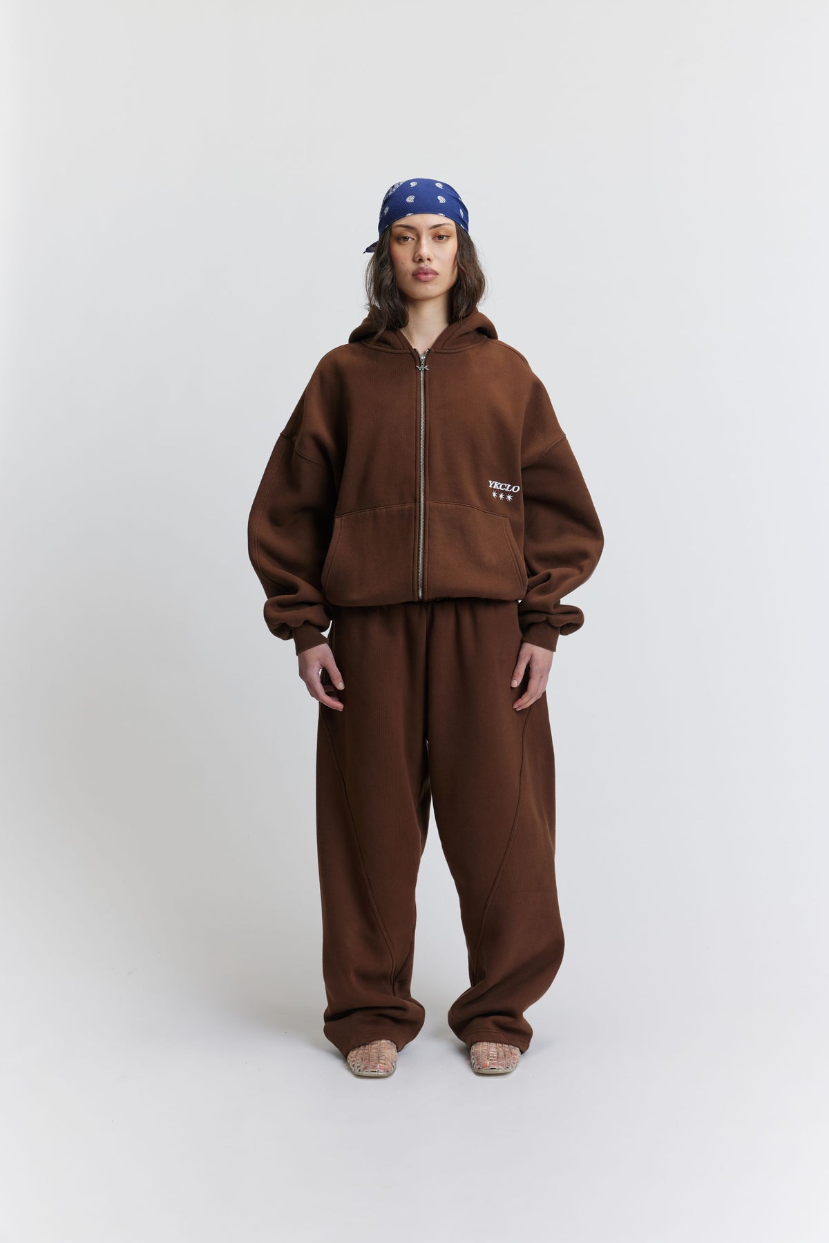 Panelled Trackpants | Washed Brown-3