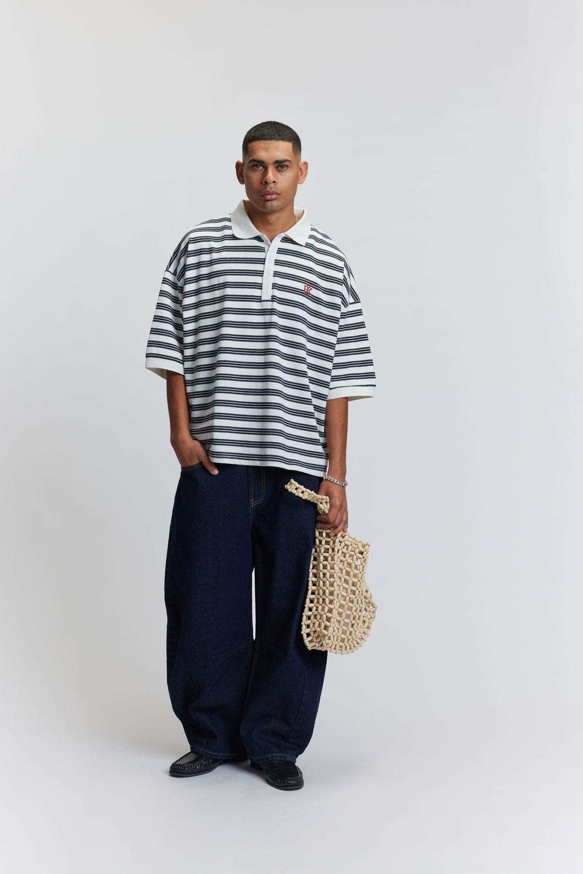 Boxy Polo | Cream Stripe-3