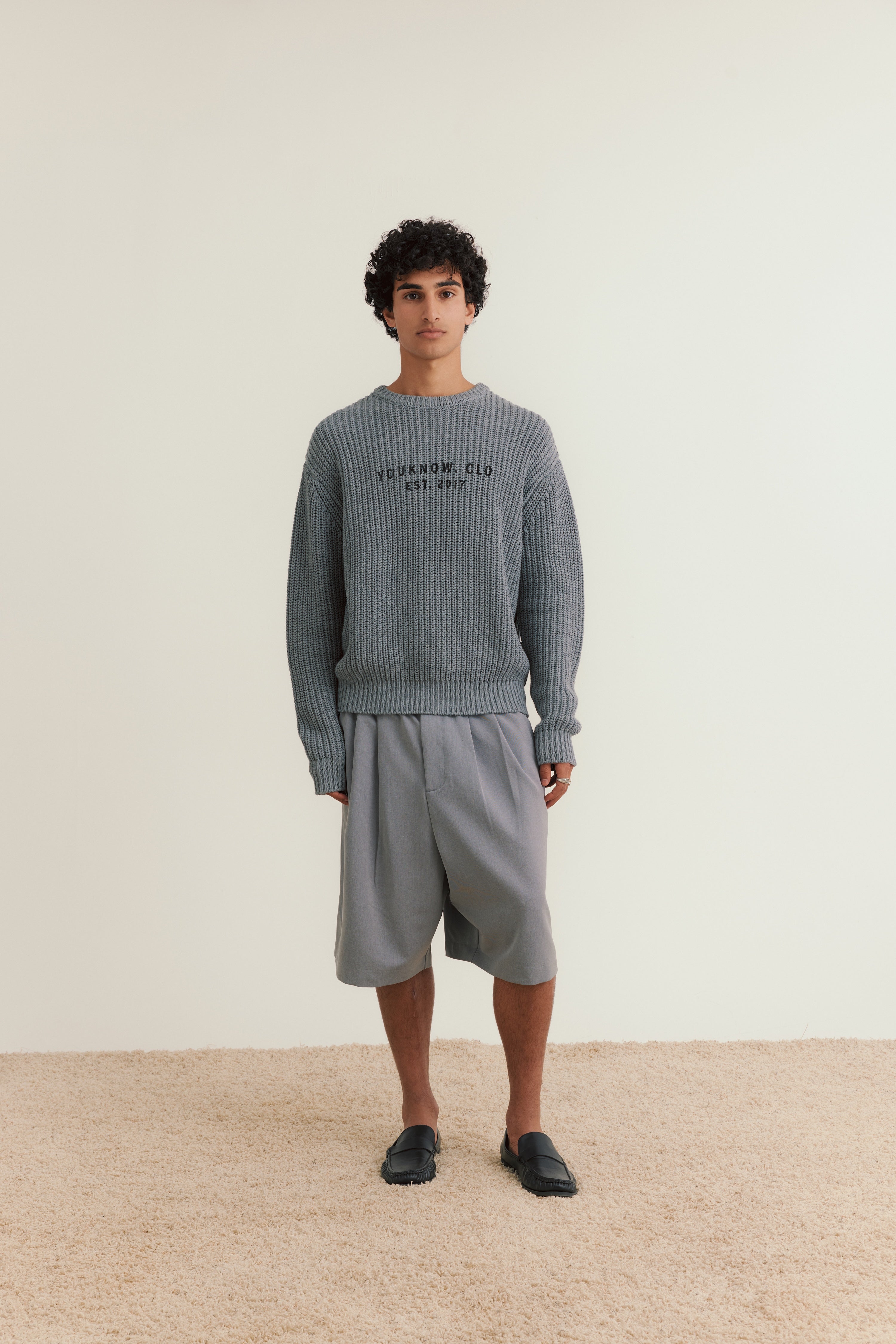 Knit Chunky Crew Sweater | Grey
