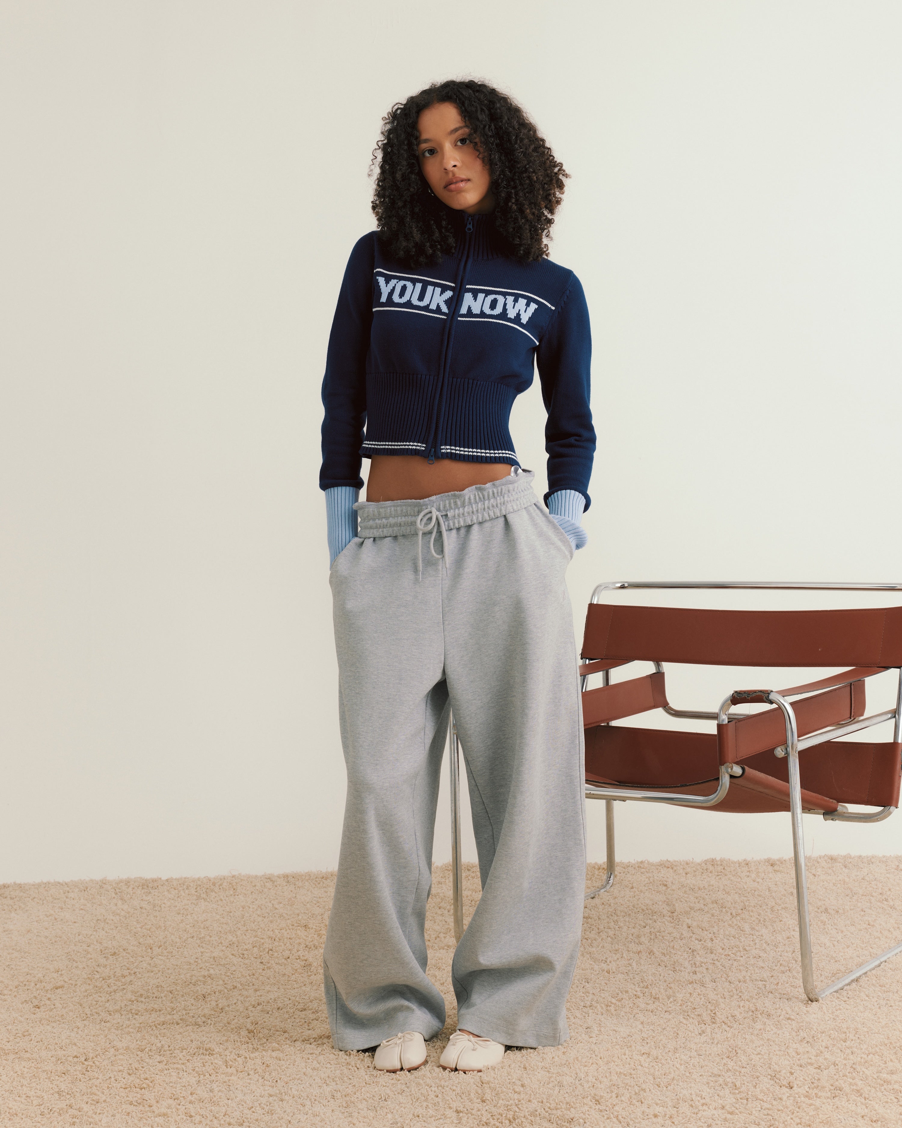 Women's Fitted Knit Zip Up | Navy